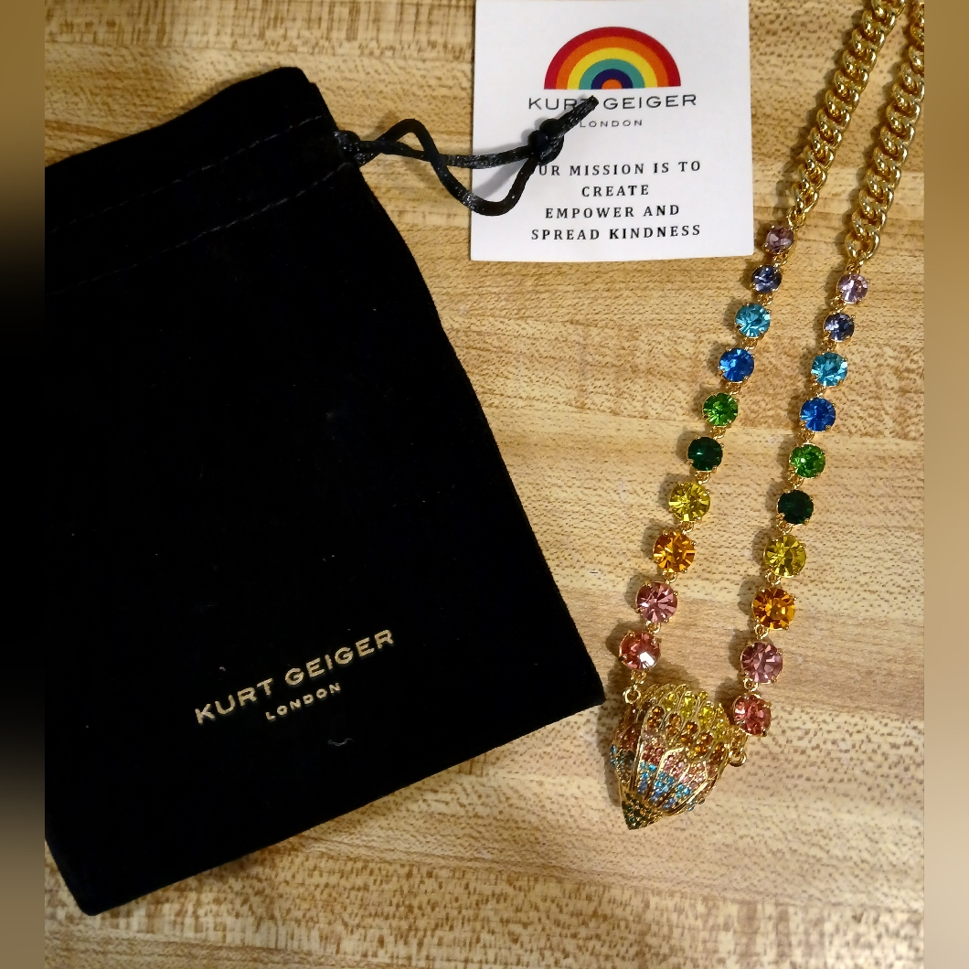 Kurt Geiger Multicolor Crystal Eagle Pendant Necklace